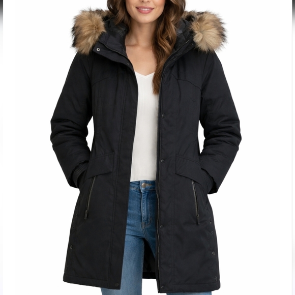 Martha Stewart Jackets & Blazers - Martha Stewart Coat Long Puffer Hood Fur & Knit Storm Large New Winter Parka